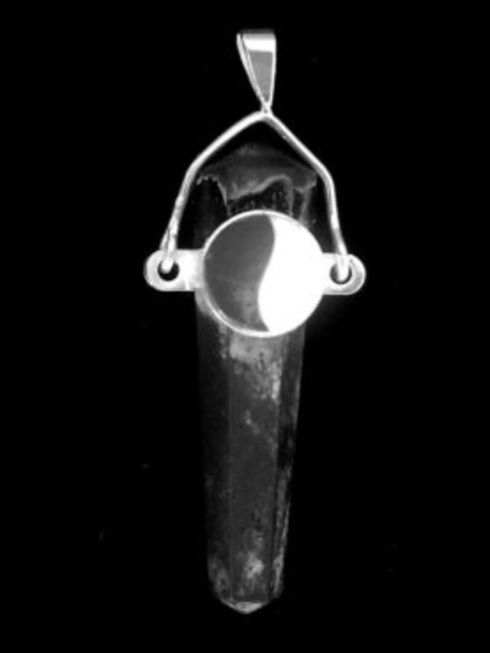 Sterling Silver 925 YIN YANG Onyx new vintage charm obelisk pendant handmade